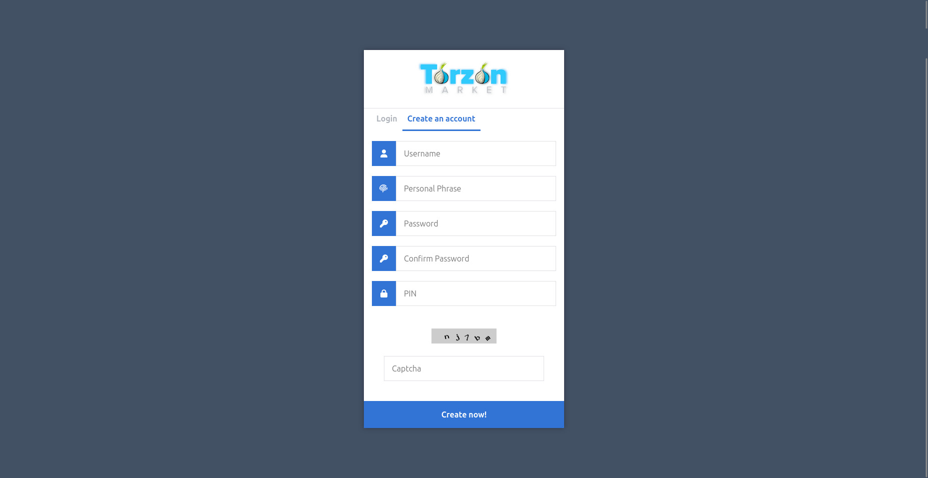 TorZon Registration Form